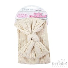 HB112-BE: Beige Cable Headband with Bow